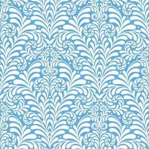 Damask Morris Fern XL 12 wallpaper scale in sky blue by Pippa Shaw