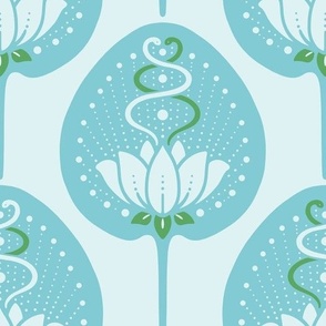 Lotus with Snakes - Blue