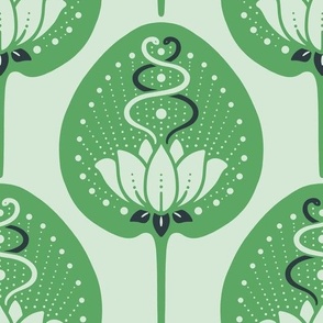 Lotus with Snakes - Green