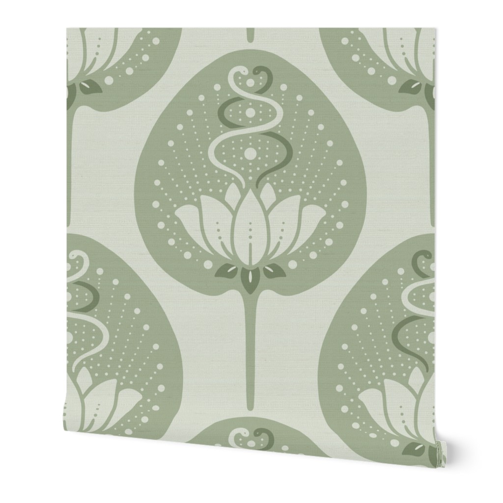 Lotus with Snakes - Sage Green