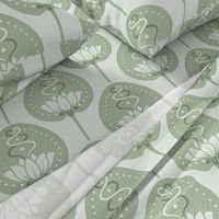 Lotus with Snakes - Sage Green