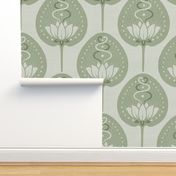 Lotus with Snakes - Sage Green