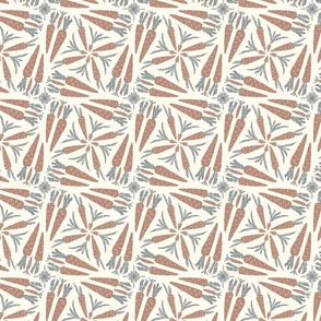 Quirky Orange and Teal Carrot Pattern on Cream Background