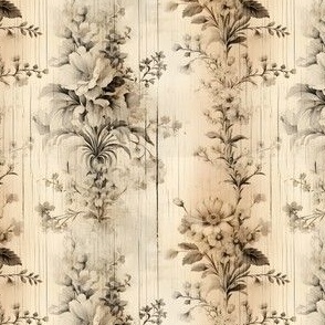 Neutral Distressed Floral Wallpaper - small