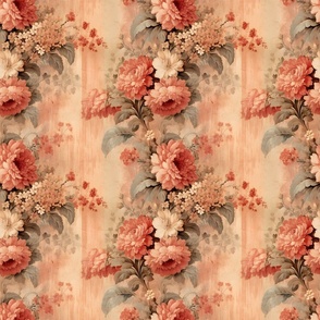 Pink Distressed Floral Wallpaper - medium