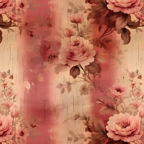 Pink Distressed Victorian Floral - large