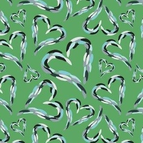 Sea Glass hearts on Solid Kelly Green Pantone 6171 C 5BA763: Extra Small