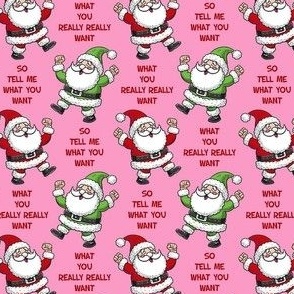 Small-Medium Scale So Tell Me What You Want What You Really Really Want Funny Santa Pink