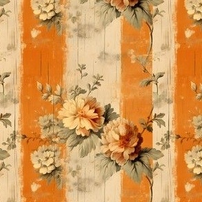 Orange & Cream Distressed Floral - small