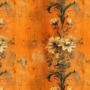 Orange Distressed Floral - small