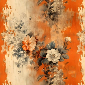 Orange Distressed Floral - large
