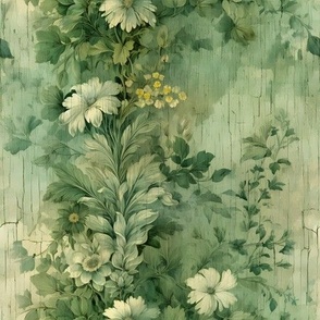 Green Distressed Floral - medium