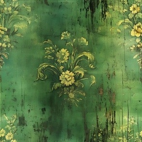 Green Distressed Floral - medium