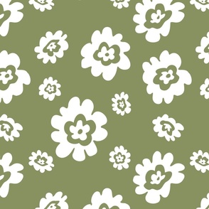 WHITE DAISY ROCKY-FLORAL GREEN-LARGE