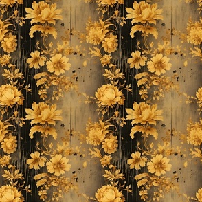 Black & Yellow Distressed Floral - medium