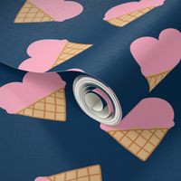 Heart Ice Cream Cones - pink/navy - LAD23