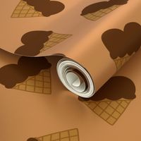 Heart Ice Cream Cones - Chocolate on Pink - LAD23