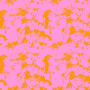 Mini Pink Wildflowers Silhouette Luxe Serene Botanical Orange Flower Field Design Shadow Pattern