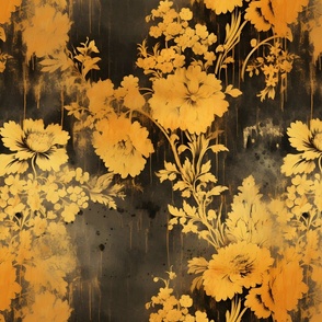 Black & Yellow Distressed Floral - large