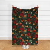 Winter Floral citrus and spice on dark green
