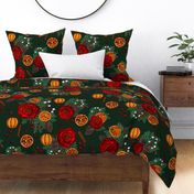 Winter Floral citrus and spice on dark green