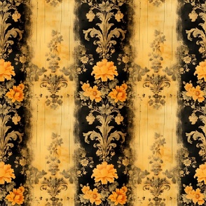 Black & Yellow Distressed Floral - medium
