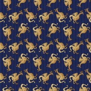 golden fantastic beasts on blue stripes | small