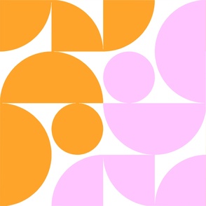 Perfect Trap Big Tulip Garden Geometric Pattern Pink Orange Colorful Circle Half-Drop 60’s Film Palette Scandi Retro Modern Minimalist Abstract Flower Graphic Design
