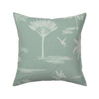 Serene handdrawn tropical land - pastel green and mint // Big scale