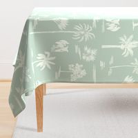 Serene handdrawn tropical land - pastel green and mint // Big scale