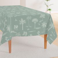 Serene handdrawn tropical land - pastel green and mint // Big scale