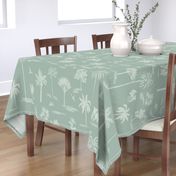 Serene handdrawn tropical land - pastel green and mint // Big scale