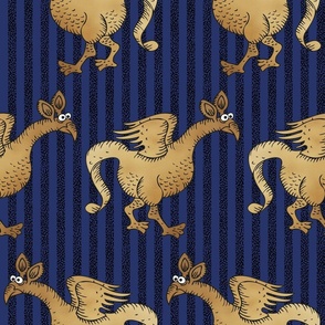 marching golden beasts on blue stripes | large