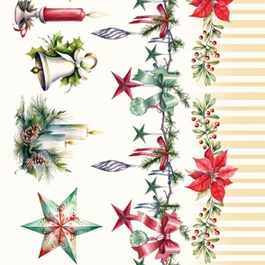 Christmas Border with Golden Stripes