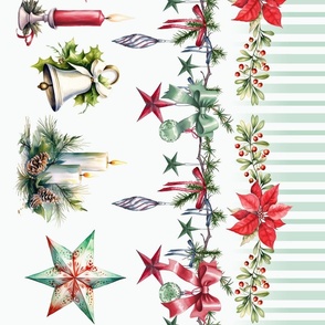 Christmas Border with Green Stripes
