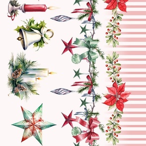 Christmas Border with Red Stripes