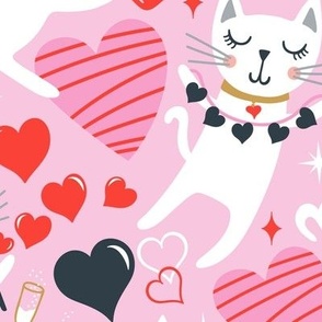 You're The Cat's Meow - Valentine's Day Pink Large