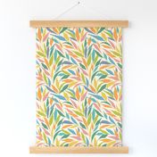 Calming leaves off white background 