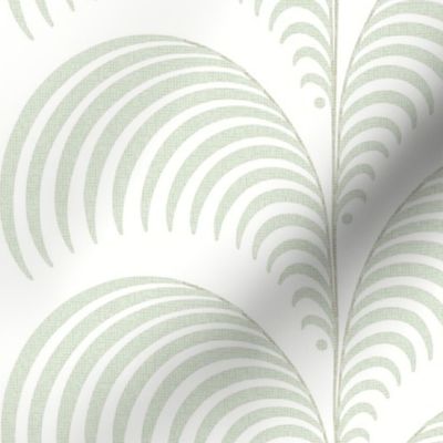 Serene palm Art Deco fern frond plume in neutral celadon sage wallpaper 12 scale by Pippa Shaw