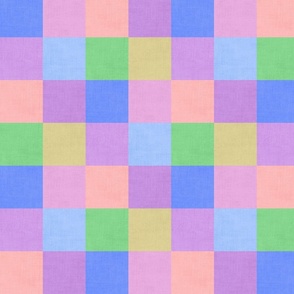 Retro Pastel Rainbow Checkerboard 
