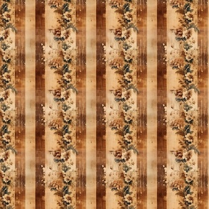 Brown & Ivory Striped Distressed Floral - small