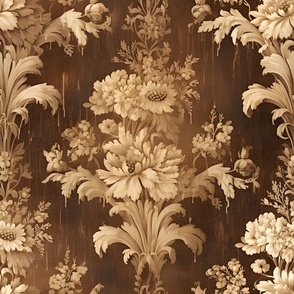 Brown & Ivory Distressed Floral - medium