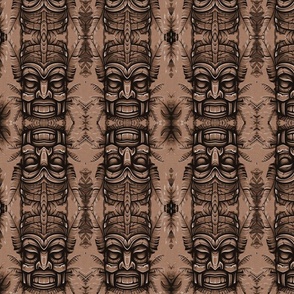 ANOTHER WICKED TIKI - SEPIA WITH FABRIC TEXTURE, MEDIUM SCALE