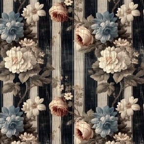Black & Ivory Distressed Floral - small