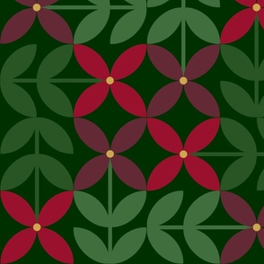 Pinwheel Flowers in Emerald and Ruby