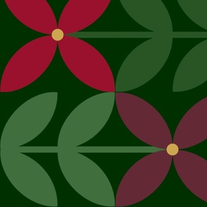 Pinwheel Flowers in Emerald and Ruby  - Large