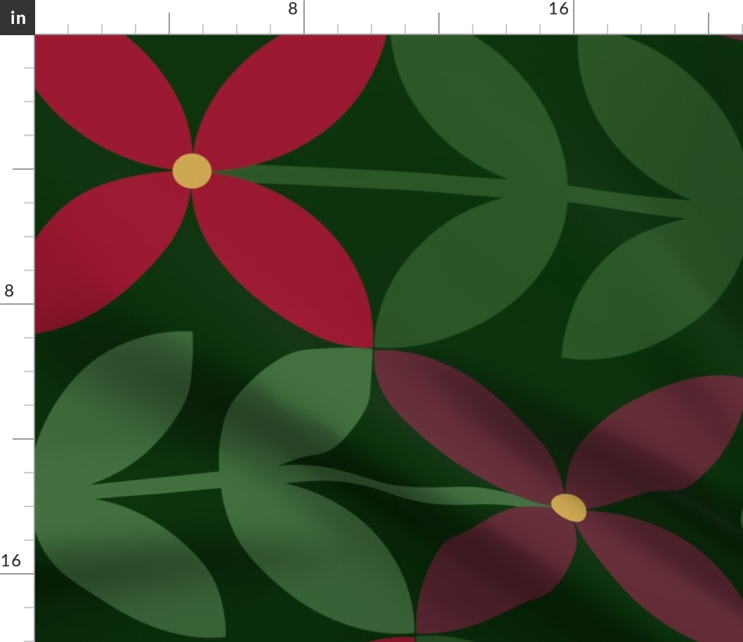 Pinwheel Flowers in Emerald and Ruby  - Large