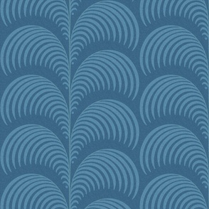 Serene palm Art Deco fern frond plume in midnight blue wallpaper 12 scale by Pippa Shaw