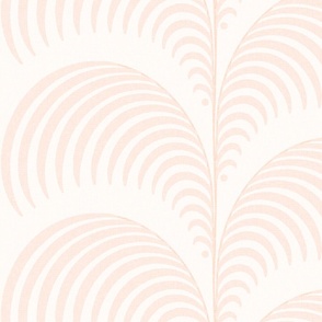 Serene palm Art Deco fern frond plume in delicate blush pink wallpaper 24 scale by Pippa Shaw