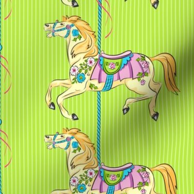 Carousel Ponies - Green Background 